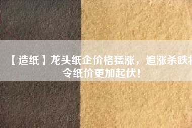 【造紙】龍頭紙企價(jià)格猛漲，追漲殺跌將令紙價(jià)更加起伏！