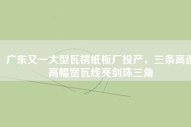 廣東又一大型瓦楞紙板廠投產(chǎn)，三條高速高幅寬瓦線亮劍珠三角