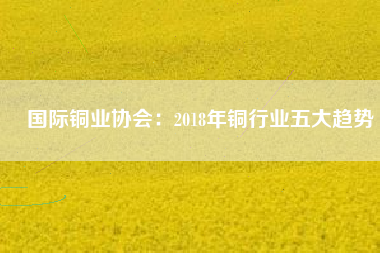 國際銅業(yè)協(xié)會(huì)：2018年銅行業(yè)五大趨勢(shì)