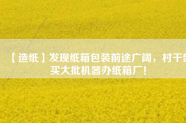 【造紙】發(fā)現(xiàn)紙箱包裝前途廣闊，村干部買大批機(jī)器辦紙箱廠！