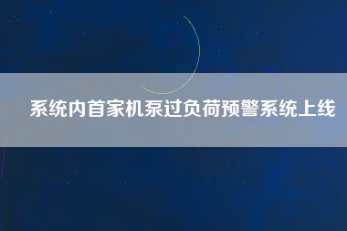 系統(tǒng)內(nèi)首家機泵過負荷預(yù)警系統(tǒng)上線