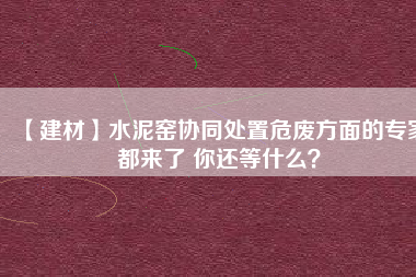 【建材】水泥窯協(xié)同處置危廢方面的專家都來了 你還等什么？
