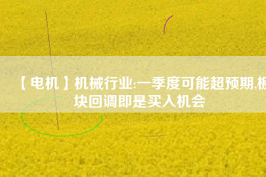 【電機】機械行業(yè):一季度可能超預期,板塊回調(diào)即是買入機會
          
