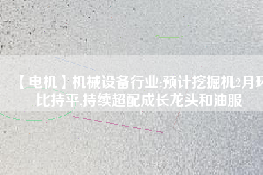 【電機(jī)】機(jī)械設(shè)備行業(yè):預(yù)計挖掘機(jī)2月環(huán)比持平,持續(xù)超配成長龍頭和油服
          