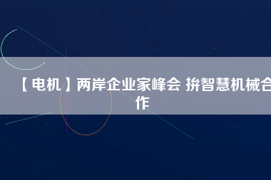 【電機(jī)】兩岸企業(yè)家峰會(huì) 拚智慧機(jī)械合作
          