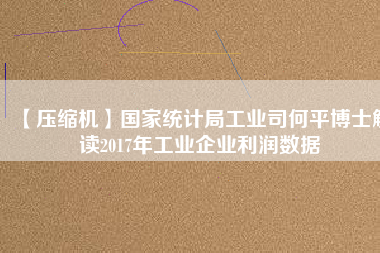 【壓縮機】國家統(tǒng)計局工業(yè)司何平博士解讀2017年工業(yè)企業(yè)利潤數(shù)據