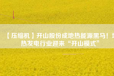 【壓縮機(jī)】開山股份成地?zé)崮茉春隈R！地?zé)岚l(fā)電行業(yè)迎來“開山模式”