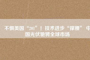 不懼美國“201”！技術(shù)進(jìn)步“撐腰” 中國光伏馳騁全球市場