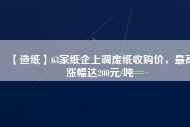 【造紙】63家紙企上調(diào)廢紙收購價(jià)，最高漲幅達(dá)200元/噸