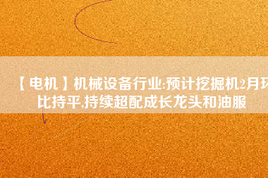 【電機(jī)】機(jī)械設(shè)備行業(yè):預(yù)計挖掘機(jī)2月環(huán)比持平,持續(xù)超配成長龍頭和油服
          