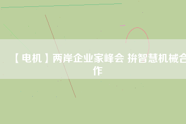 【電機(jī)】兩岸企業(yè)家峰會(huì) 拚智慧機(jī)械合作
          