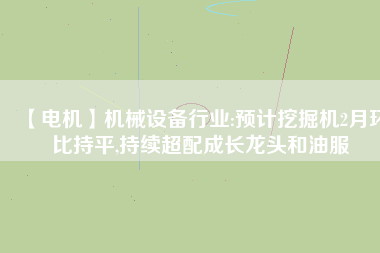 【電機(jī)】機(jī)械設(shè)備行業(yè):預(yù)計挖掘機(jī)2月環(huán)比持平,持續(xù)超配成長龍頭和油服
          
