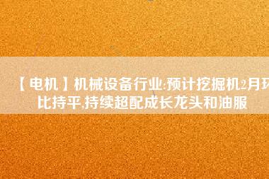 【電機(jī)】機(jī)械設(shè)備行業(yè):預(yù)計挖掘機(jī)2月環(huán)比持平,持續(xù)超配成長龍頭和油服
          