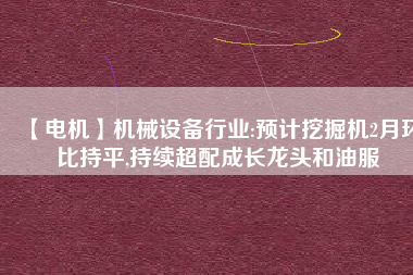 【電機(jī)】機(jī)械設(shè)備行業(yè):預(yù)計挖掘機(jī)2月環(huán)比持平,持續(xù)超配成長龍頭和油服
          