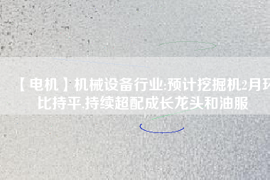 【電機(jī)】機(jī)械設(shè)備行業(yè):預(yù)計挖掘機(jī)2月環(huán)比持平,持續(xù)超配成長龍頭和油服
          