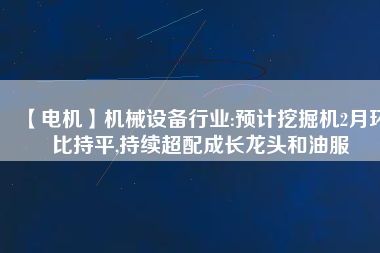 【電機(jī)】機(jī)械設(shè)備行業(yè):預(yù)計挖掘機(jī)2月環(huán)比持平,持續(xù)超配成長龍頭和油服
          