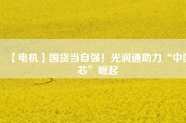 【電機】國貨當自強！光潤通助力“中國芯”崛起
          
