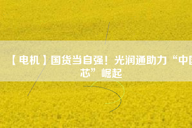 【電機】國貨當自強！光潤通助力“中國芯”崛起
          
