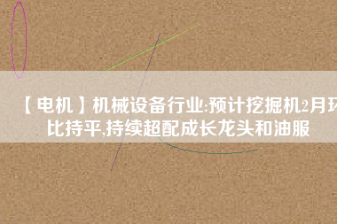 【電機(jī)】機(jī)械設(shè)備行業(yè):預(yù)計挖掘機(jī)2月環(huán)比持平,持續(xù)超配成長龍頭和油服
          