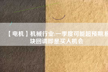 【電機】機械行業(yè):一季度可能超預期,板塊回調(diào)即是買入機會
          