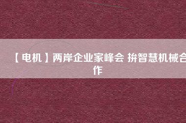 【電機(jī)】兩岸企業(yè)家峰會(huì) 拚智慧機(jī)械合作
          