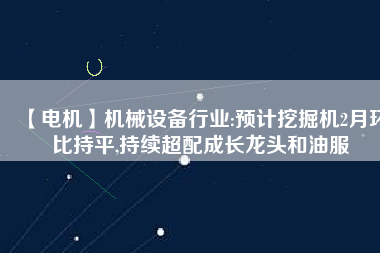 【電機(jī)】機(jī)械設(shè)備行業(yè):預(yù)計挖掘機(jī)2月環(huán)比持平,持續(xù)超配成長龍頭和油服
          
