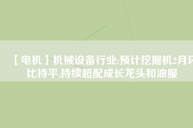 【電機(jī)】機(jī)械設(shè)備行業(yè):預(yù)計挖掘機(jī)2月環(huán)比持平,持續(xù)超配成長龍頭和油服
          