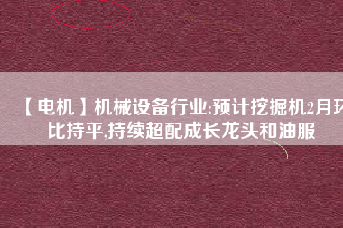 【電機(jī)】機(jī)械設(shè)備行業(yè):預(yù)計挖掘機(jī)2月環(huán)比持平,持續(xù)超配成長龍頭和油服
          