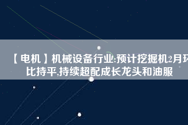 【電機(jī)】機(jī)械設(shè)備行業(yè):預(yù)計挖掘機(jī)2月環(huán)比持平,持續(xù)超配成長龍頭和油服
          