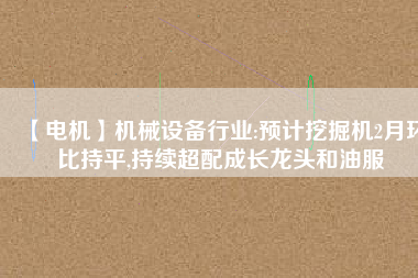 【電機(jī)】機(jī)械設(shè)備行業(yè):預(yù)計挖掘機(jī)2月環(huán)比持平,持續(xù)超配成長龍頭和油服
          