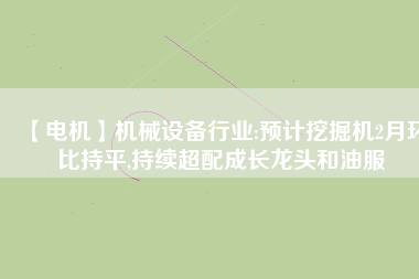 【電機(jī)】機(jī)械設(shè)備行業(yè):預(yù)計挖掘機(jī)2月環(huán)比持平,持續(xù)超配成長龍頭和油服
          