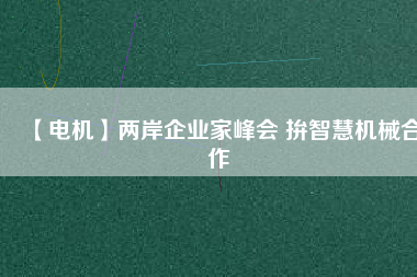 【電機(jī)】兩岸企業(yè)家峰會(huì) 拚智慧機(jī)械合作
          