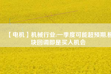 【電機】機械行業(yè):一季度可能超預期,板塊回調(diào)即是買入機會
          