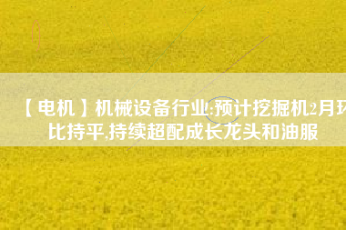 【電機(jī)】機(jī)械設(shè)備行業(yè):預(yù)計挖掘機(jī)2月環(huán)比持平,持續(xù)超配成長龍頭和油服
          