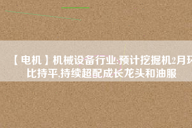 【電機(jī)】機(jī)械設(shè)備行業(yè):預(yù)計挖掘機(jī)2月環(huán)比持平,持續(xù)超配成長龍頭和油服
          